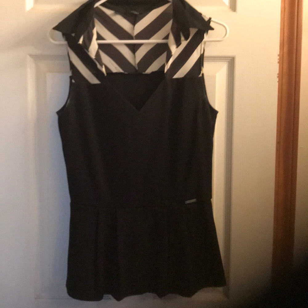 Black and white peplum top